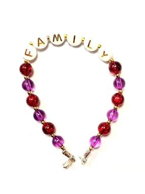 Handmade Family Berry Colored Bracelet 8.5 Inches